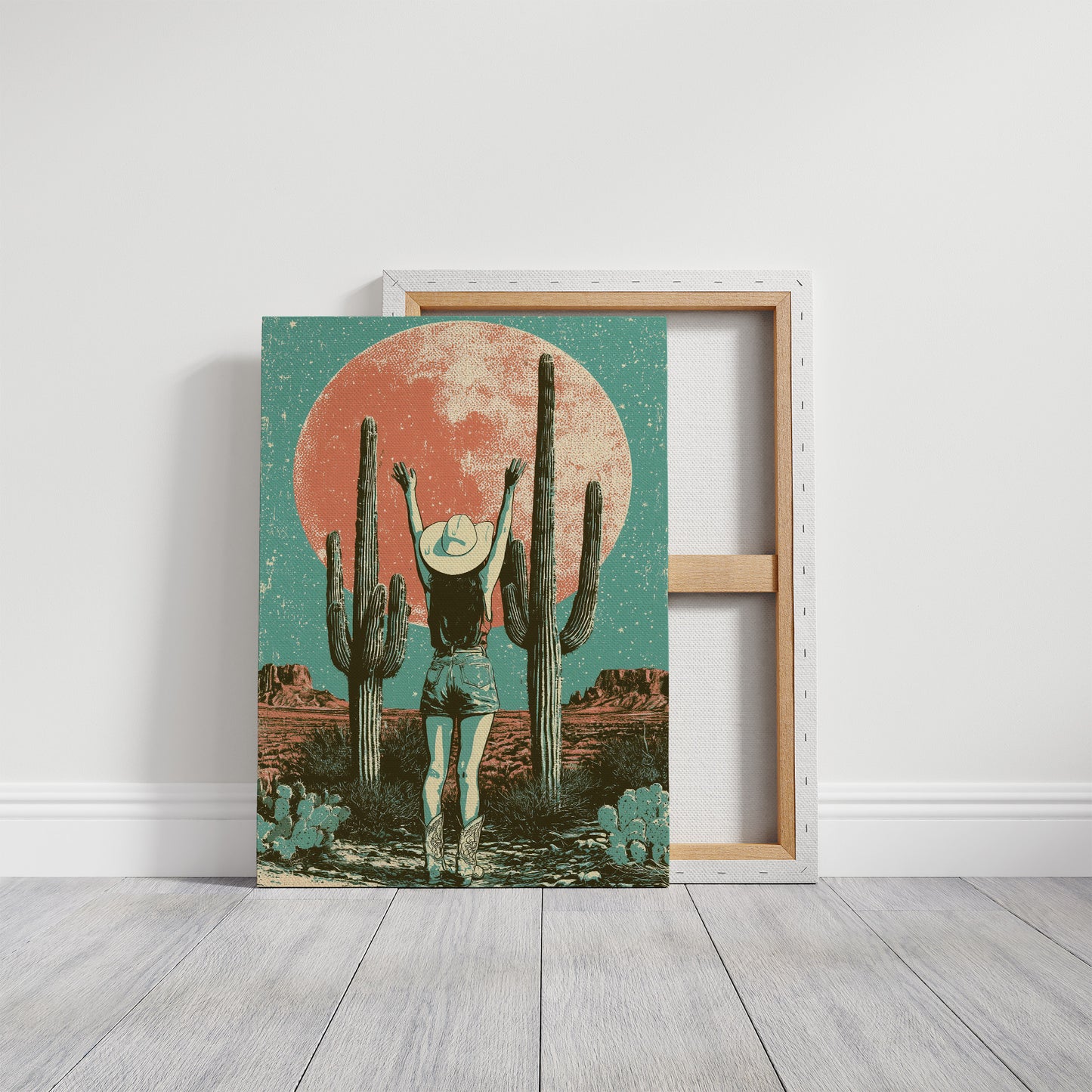 Blood Moon Cowgirl — Retro Desert Screenprint