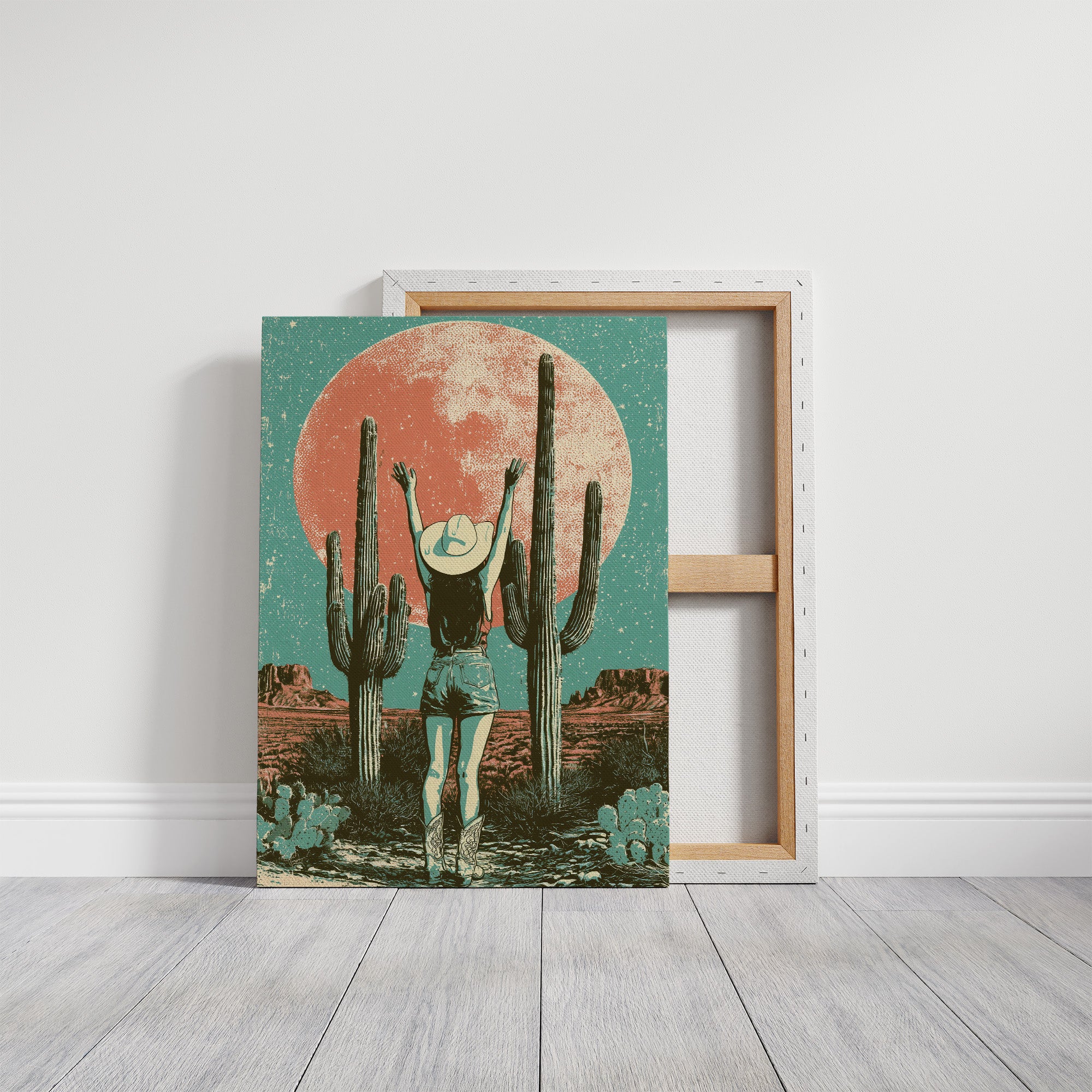 Blood Moon Cowgirl — Retro Desert Screenprint