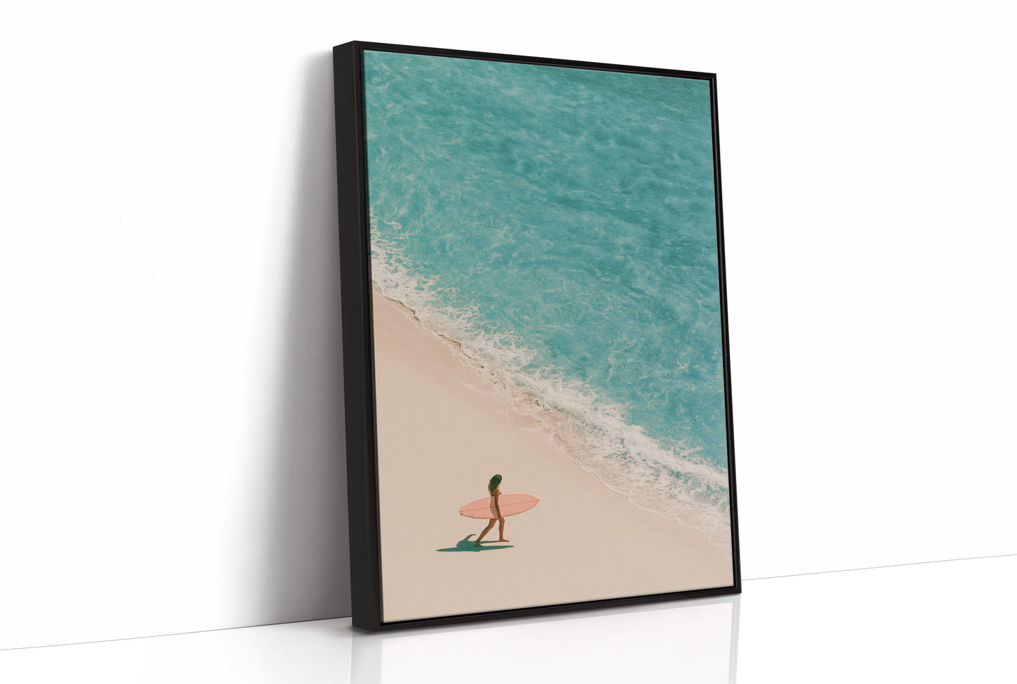 Aerial Surfer Turquoise Shoreline