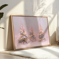 Pink Bows Dance Through Snow Light