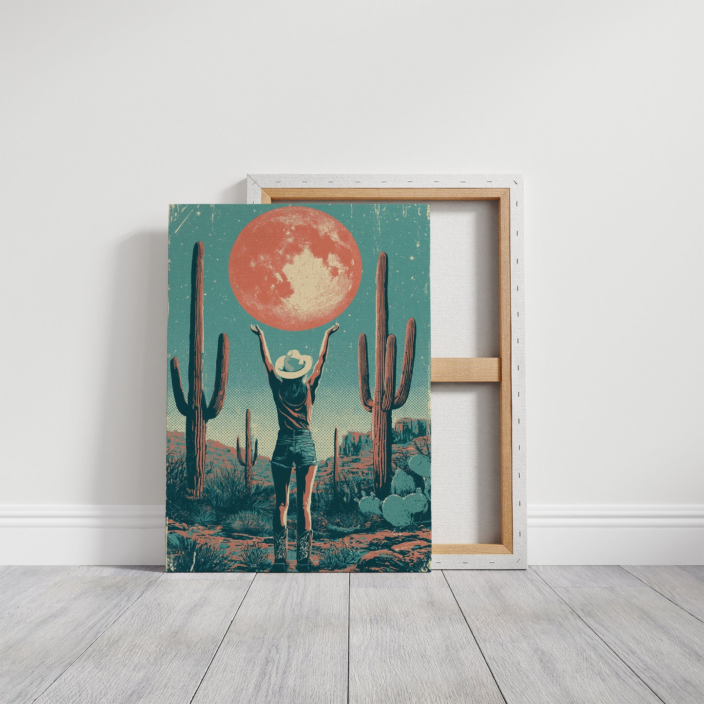 Blood Moon Cowgirl — Halftone Desert Screenprint