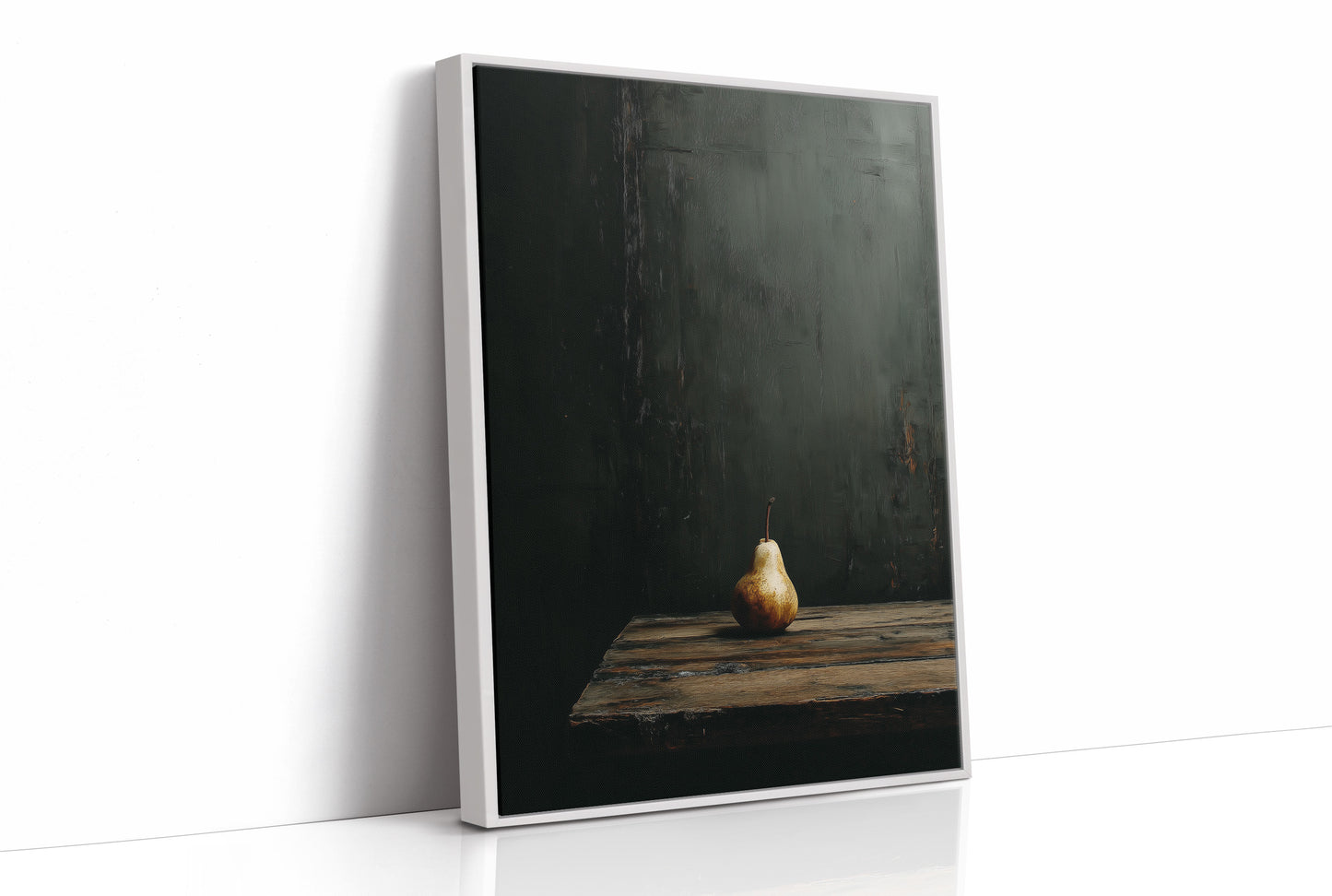 Solitary Pear in Emerald Darkness