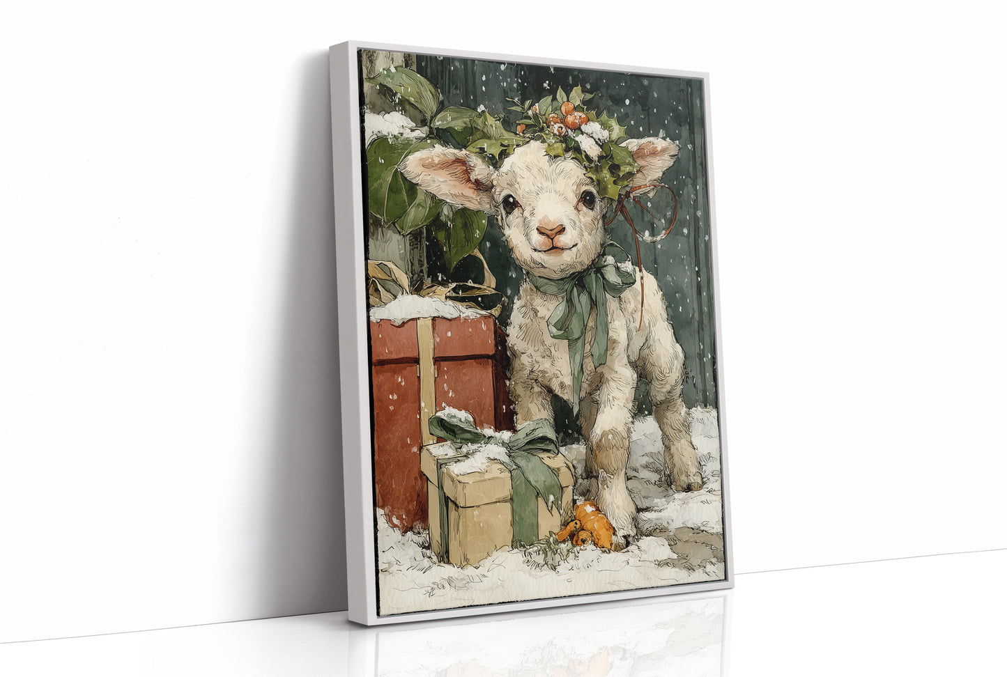 Lamb with Gifts, Winter Wreath