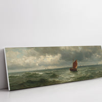 Red Sail Beneath Storm Light