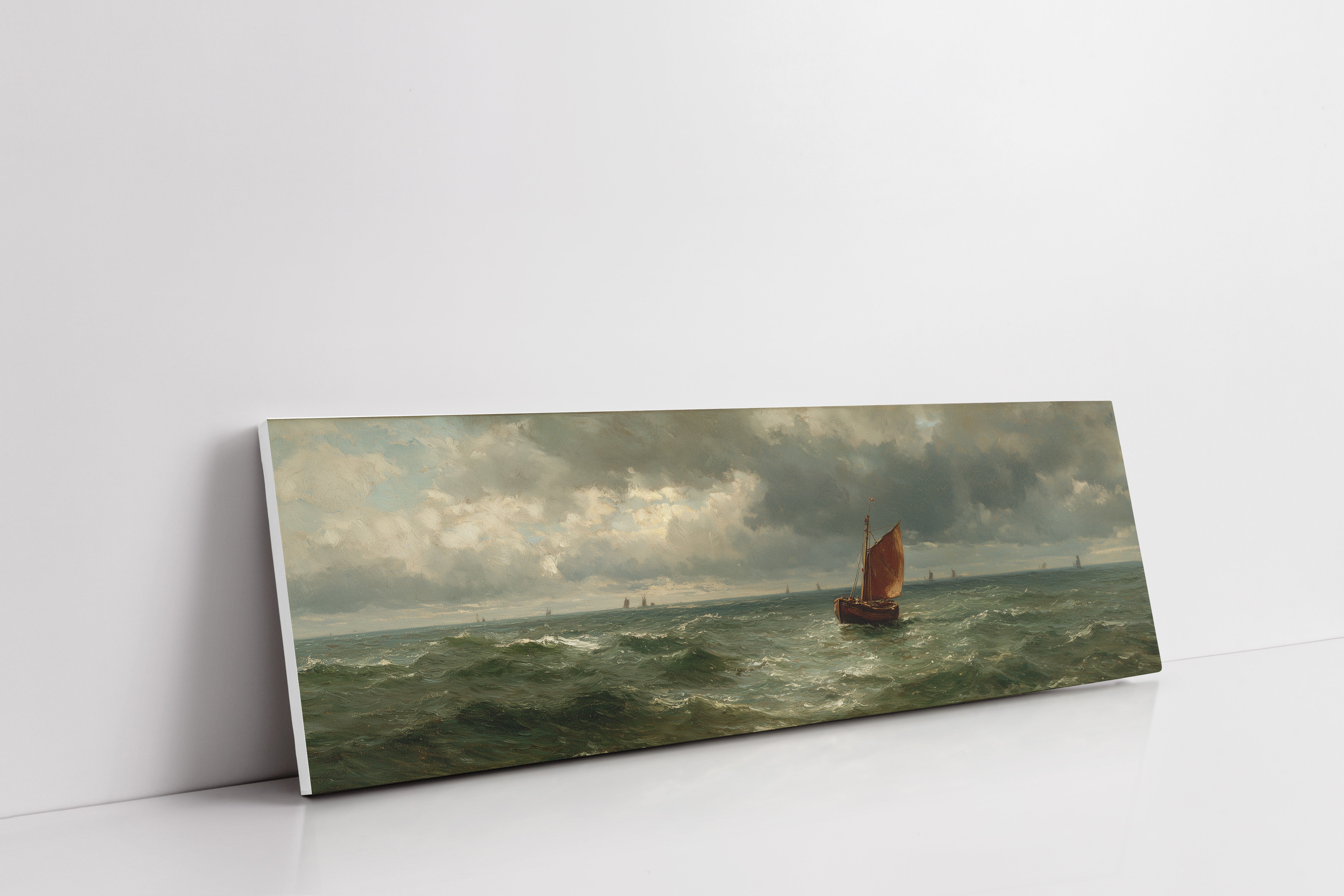Red Sail Beneath Storm Light