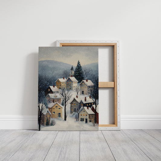 Snow Falls On Winter's Quiet Village