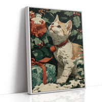 Kitten Among the Poinsettias