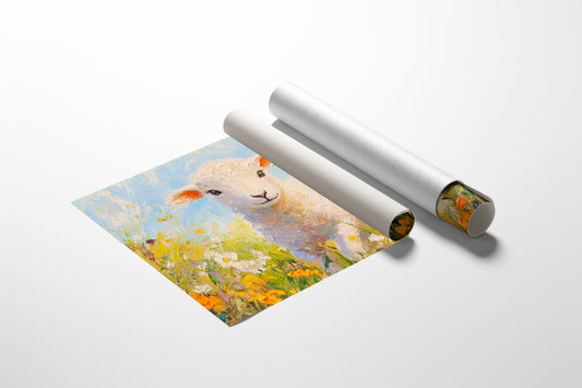 Spring Lamb Among Golden Meadows