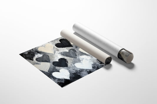 Hearts Dance Through Monochrome Mist