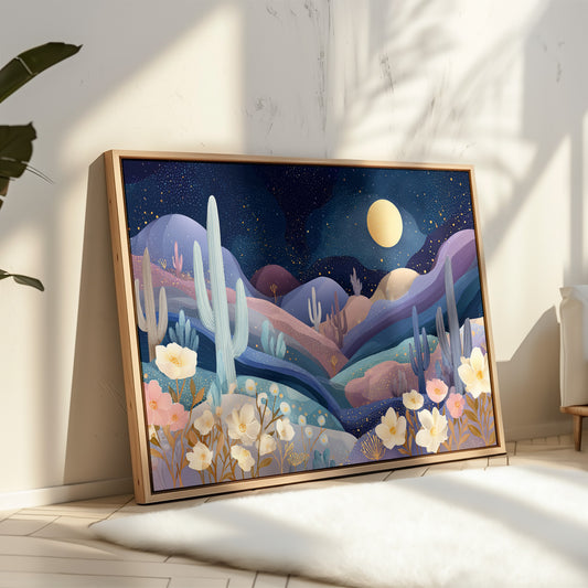 Desert Cosmos Blooms Under Moonlight