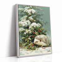 Hedgehog Beneath Snowy Pine