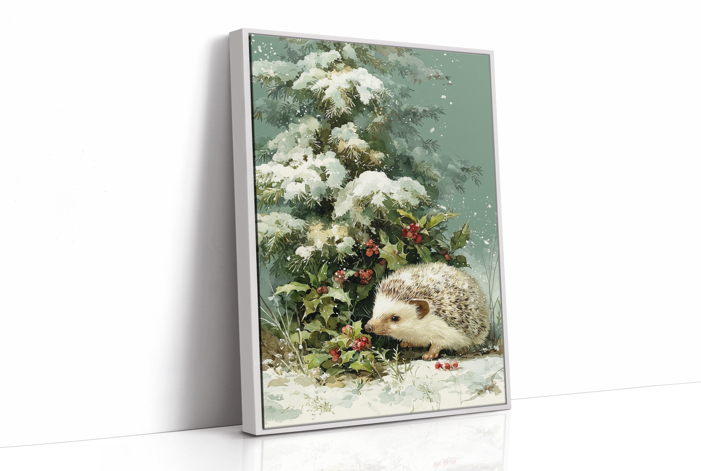 Hedgehog Beneath Snowy Pine