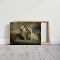 Two Terriers On Their Antique Settee