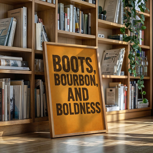 Boots Bourbon and Boldness Wall Art