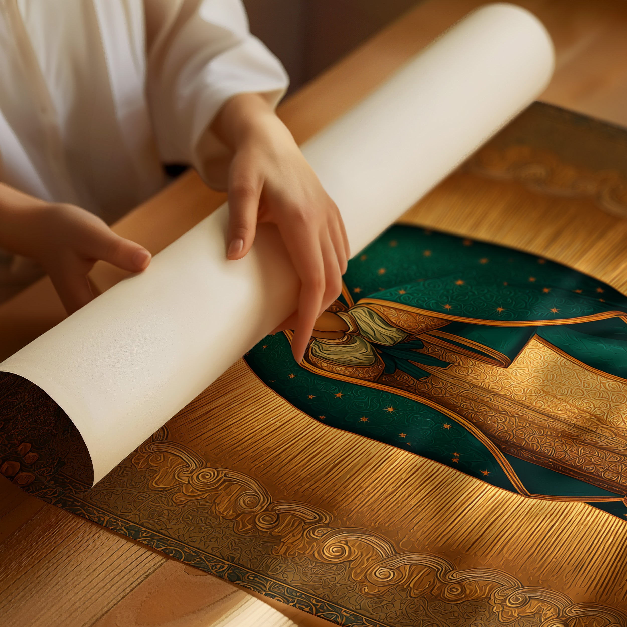 Sacred Light On Wooden Table