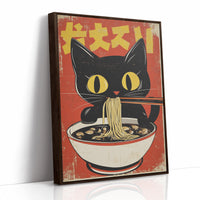 Retro Ramen Cat Poster – Japanese-Inspired Noodle Lover Wall Art