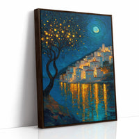 Moonlit Village Of Golden Light