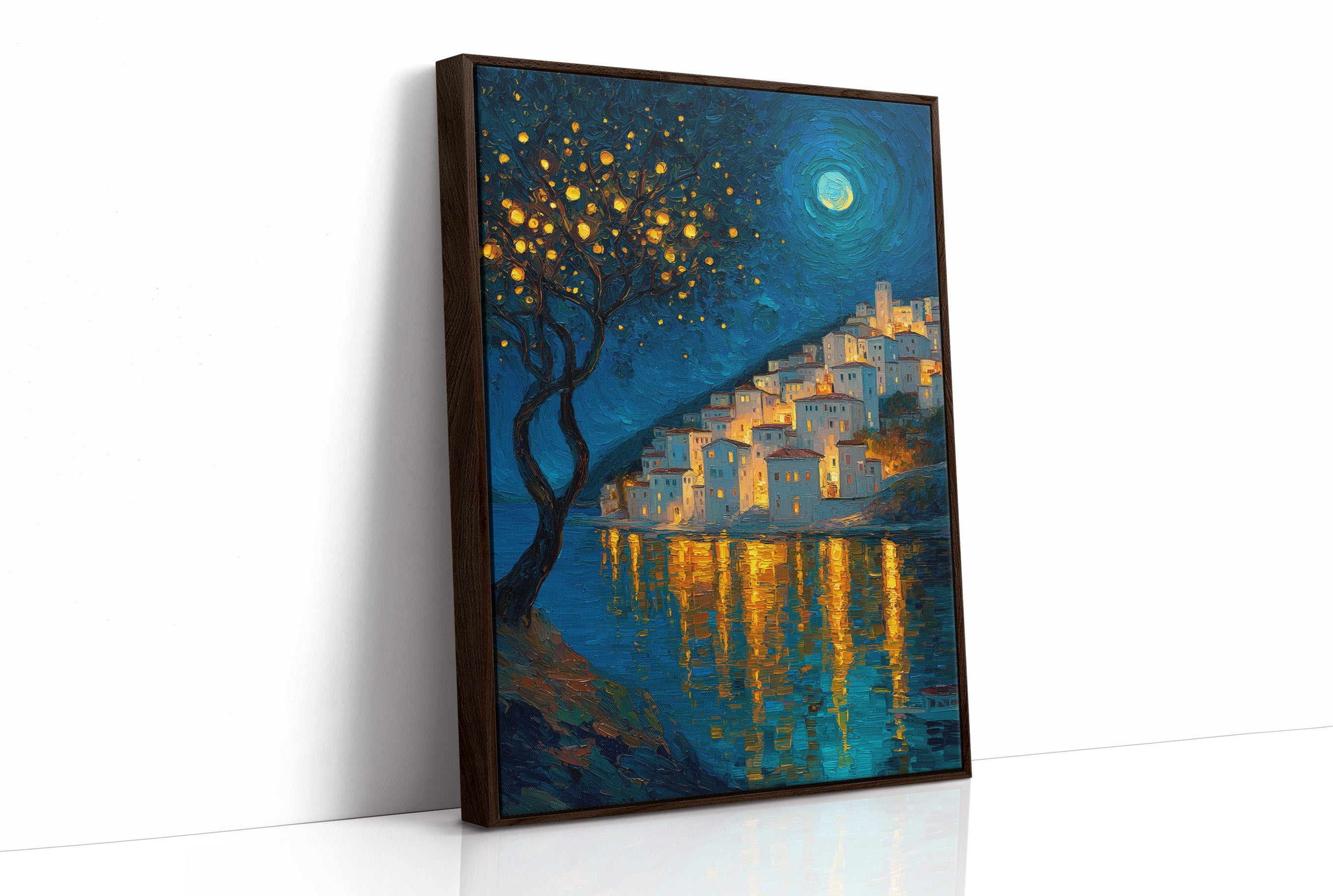Moonlit Village Of Golden Light