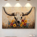 Longhorn Skull with Wildflowers