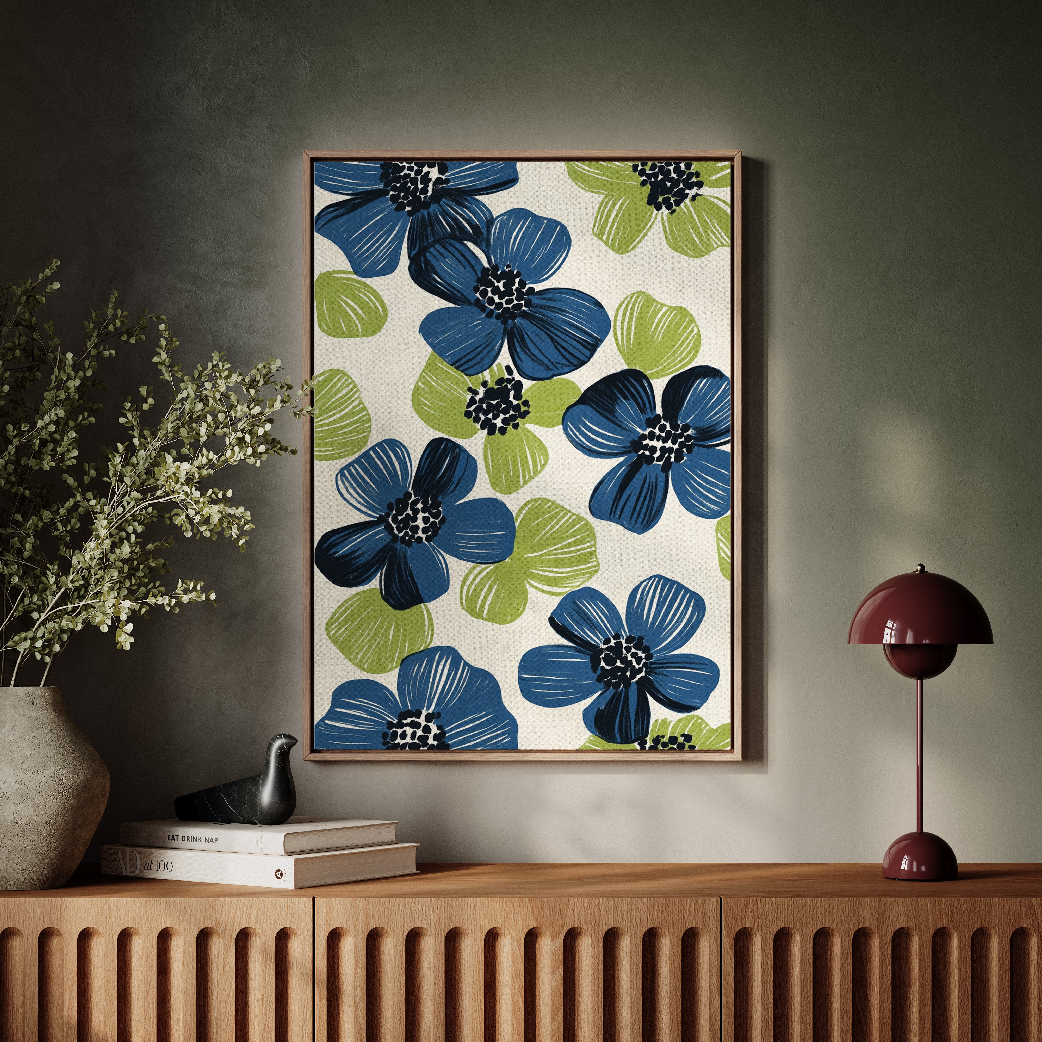 Summer Blossoms Drift In Navy