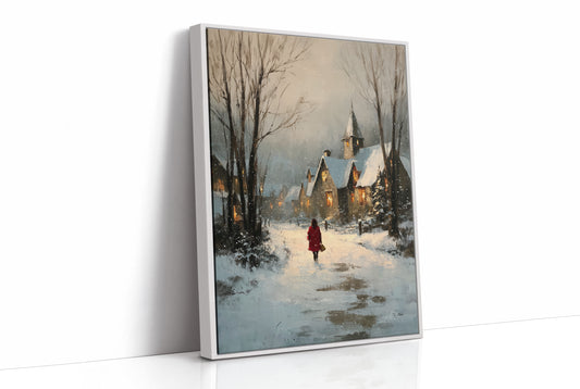 A Red Coat in Falling Snow