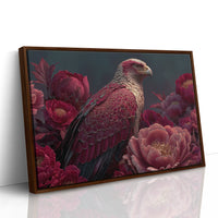 Crimson Eagle Among the Peonies