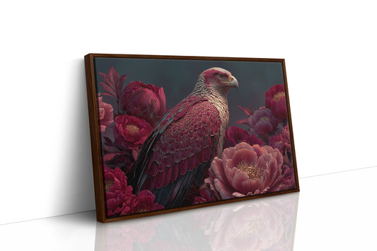 Crimson Eagle Among the Peonies