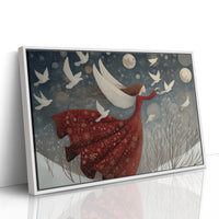 Winter Doves Follow Moonlit Dreams