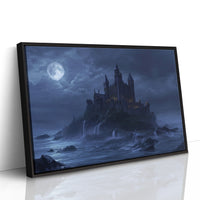Moonlit Fortress Above Stormy Seas