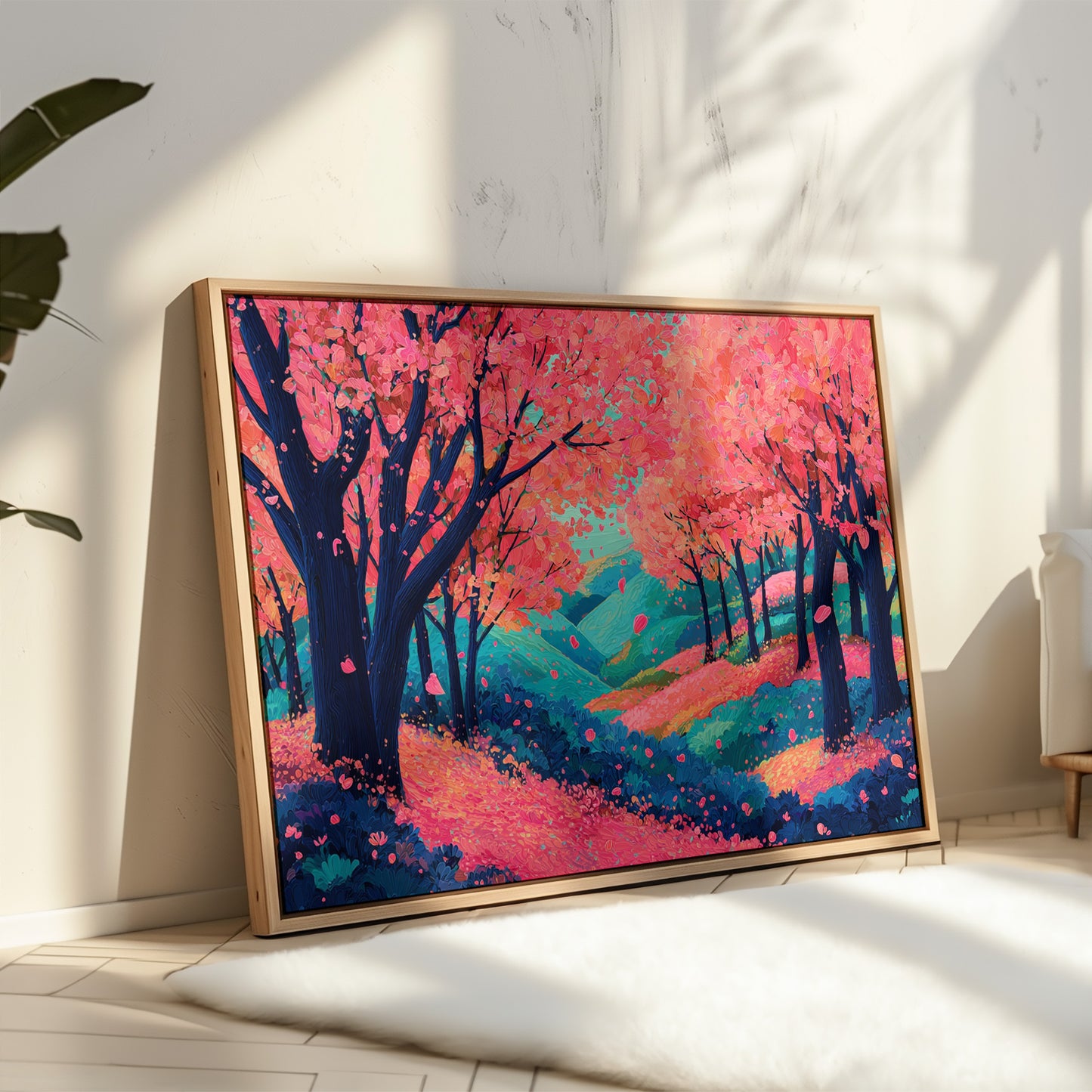 Cherry Blossoms Dance Above Turquoise Hills