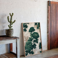 Emerald Blooms on Rustic Canvas
