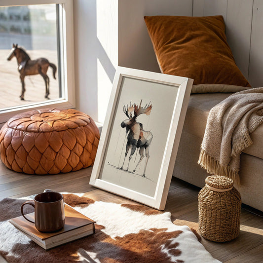 Watercolor Moose Meets Rustic Comfort