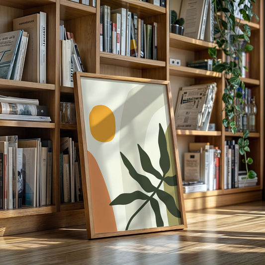 Sunlit Leaves Against Soft Curves