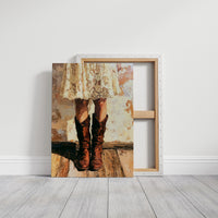 Sundress & Steel: Cowboy Boots Oil Painting