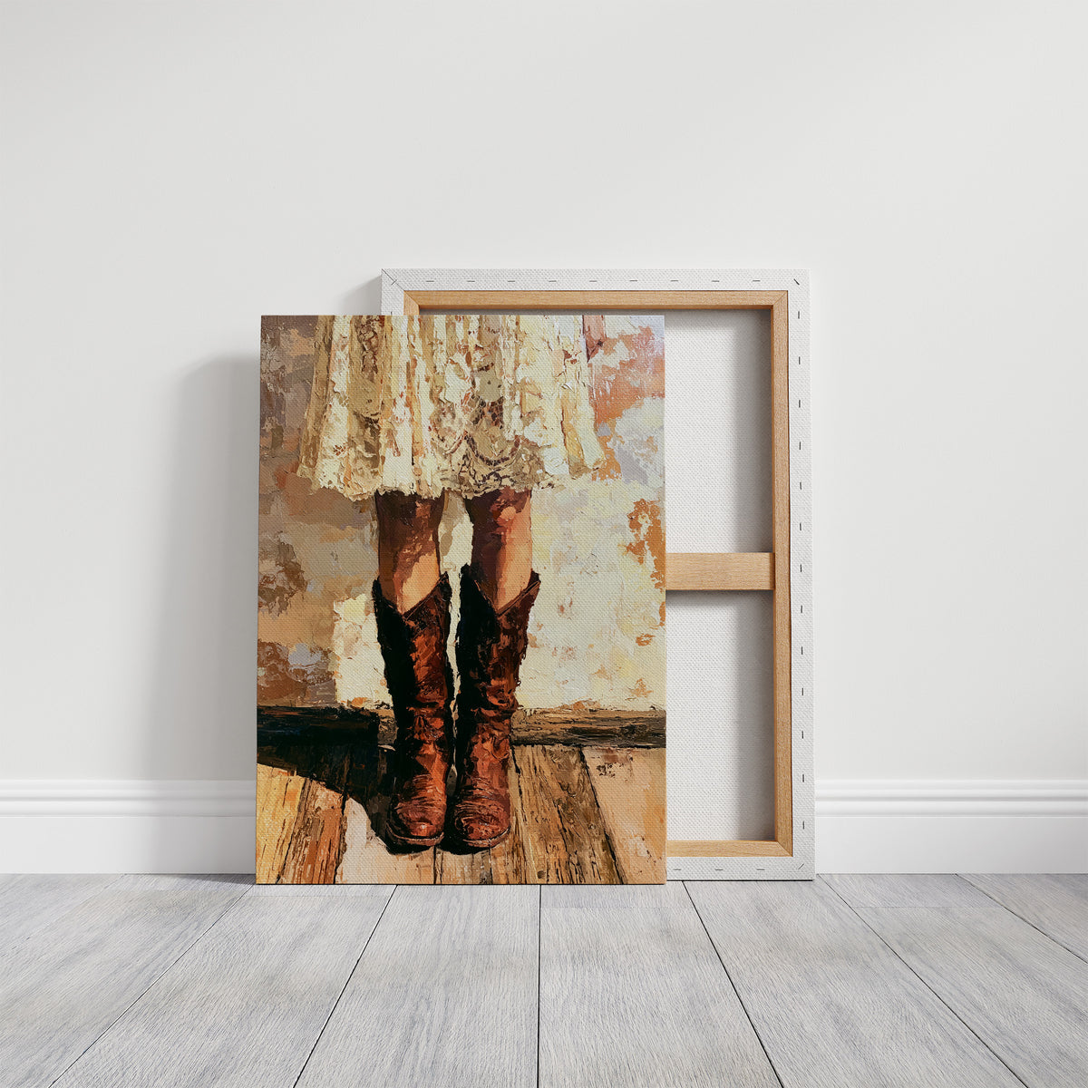 Sundress & Steel: Cowboy Boots Oil Painting