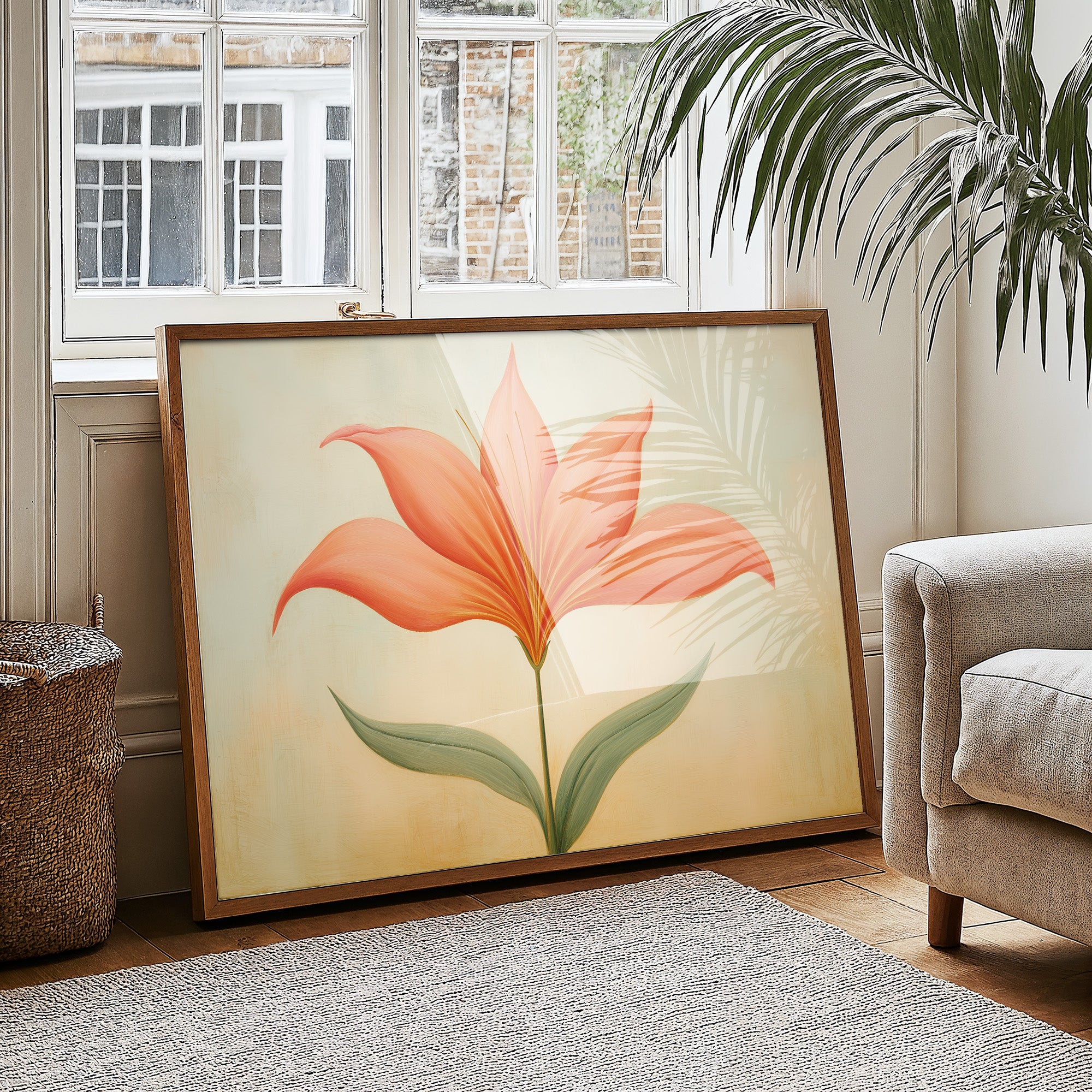 Coral Lily Basks In Golden Hour