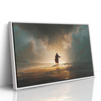 Solitary Figure Faces Rising Tide