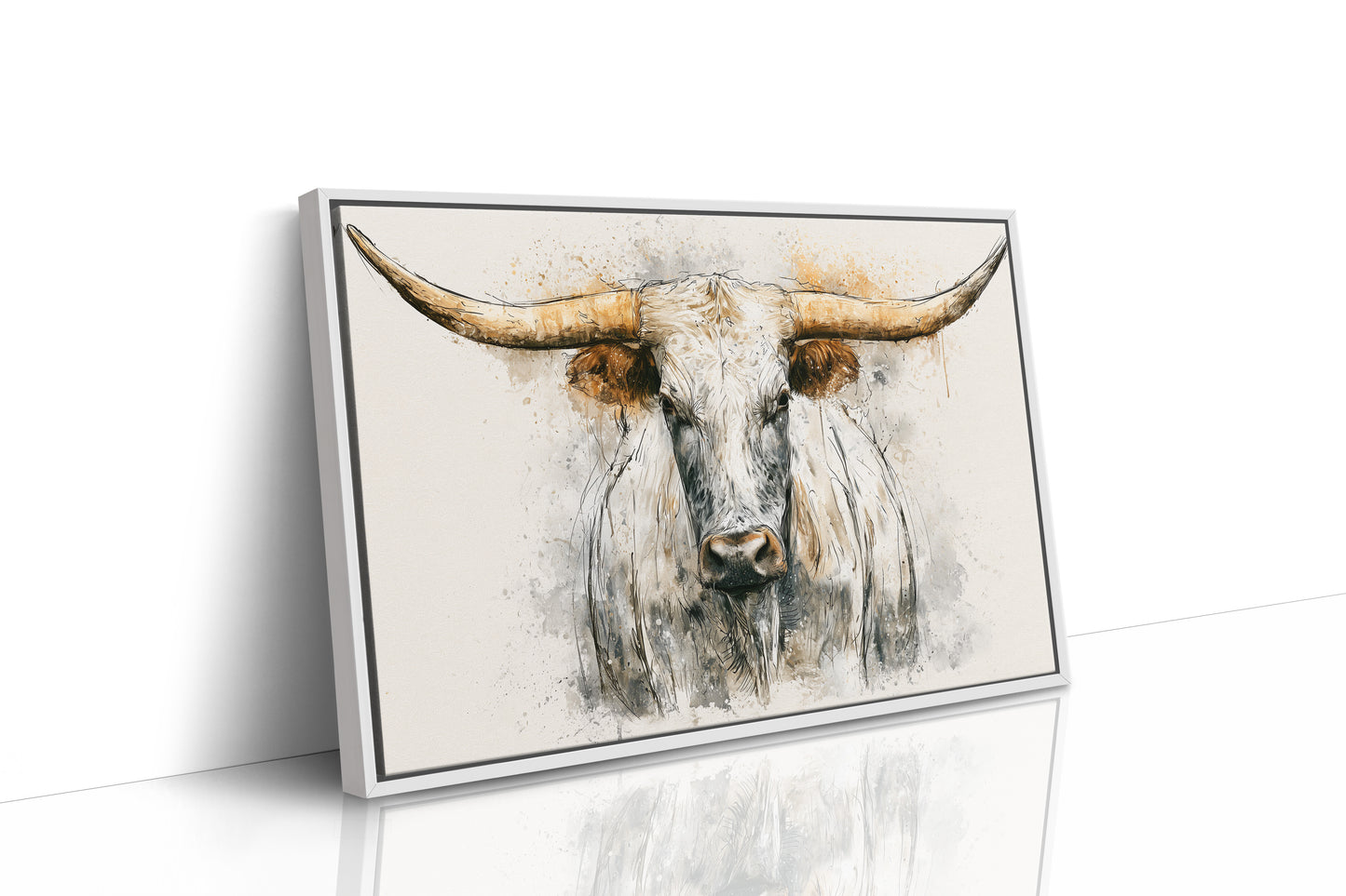 Longhorn in Ink and Wash