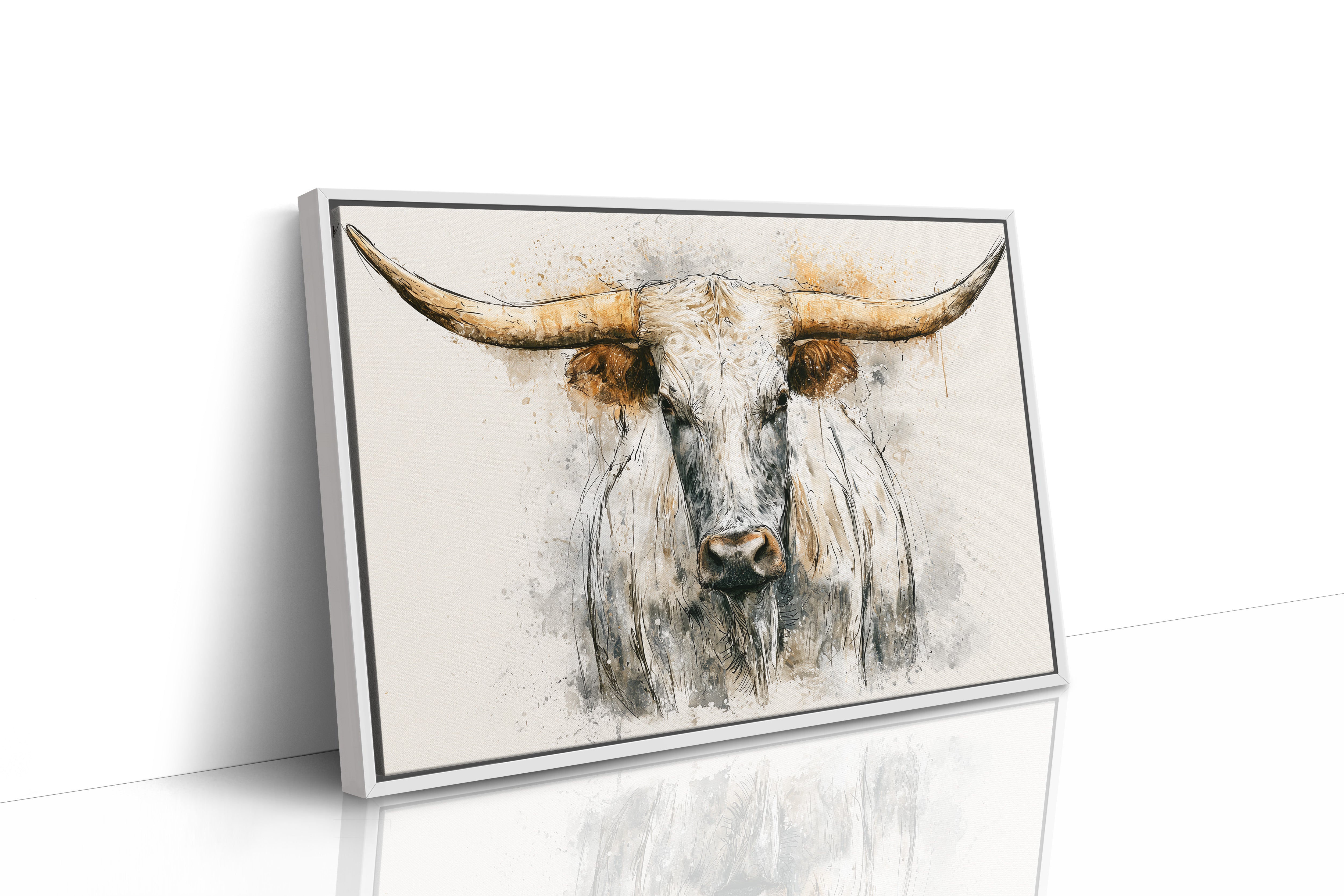 Longhorn in Ink and Wash