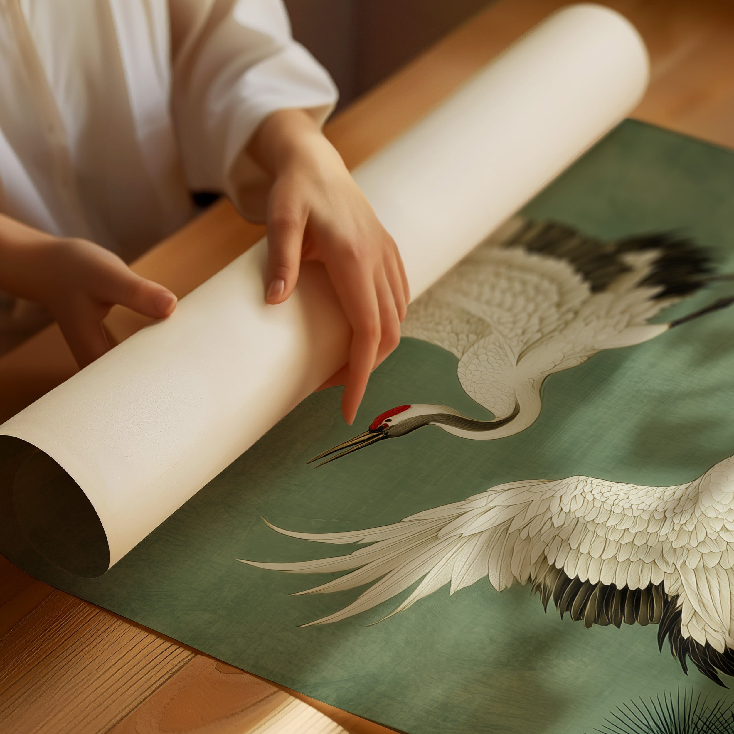 Cranes Dance Among Pine Needles