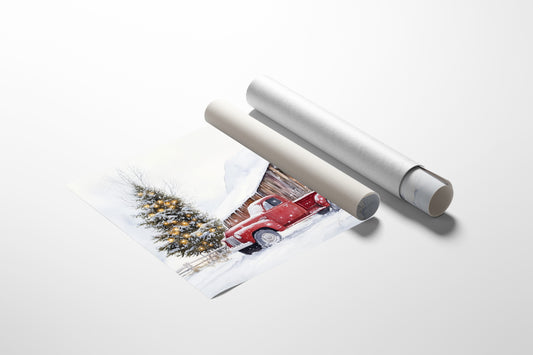 Red Pickup Brings Christmas Home