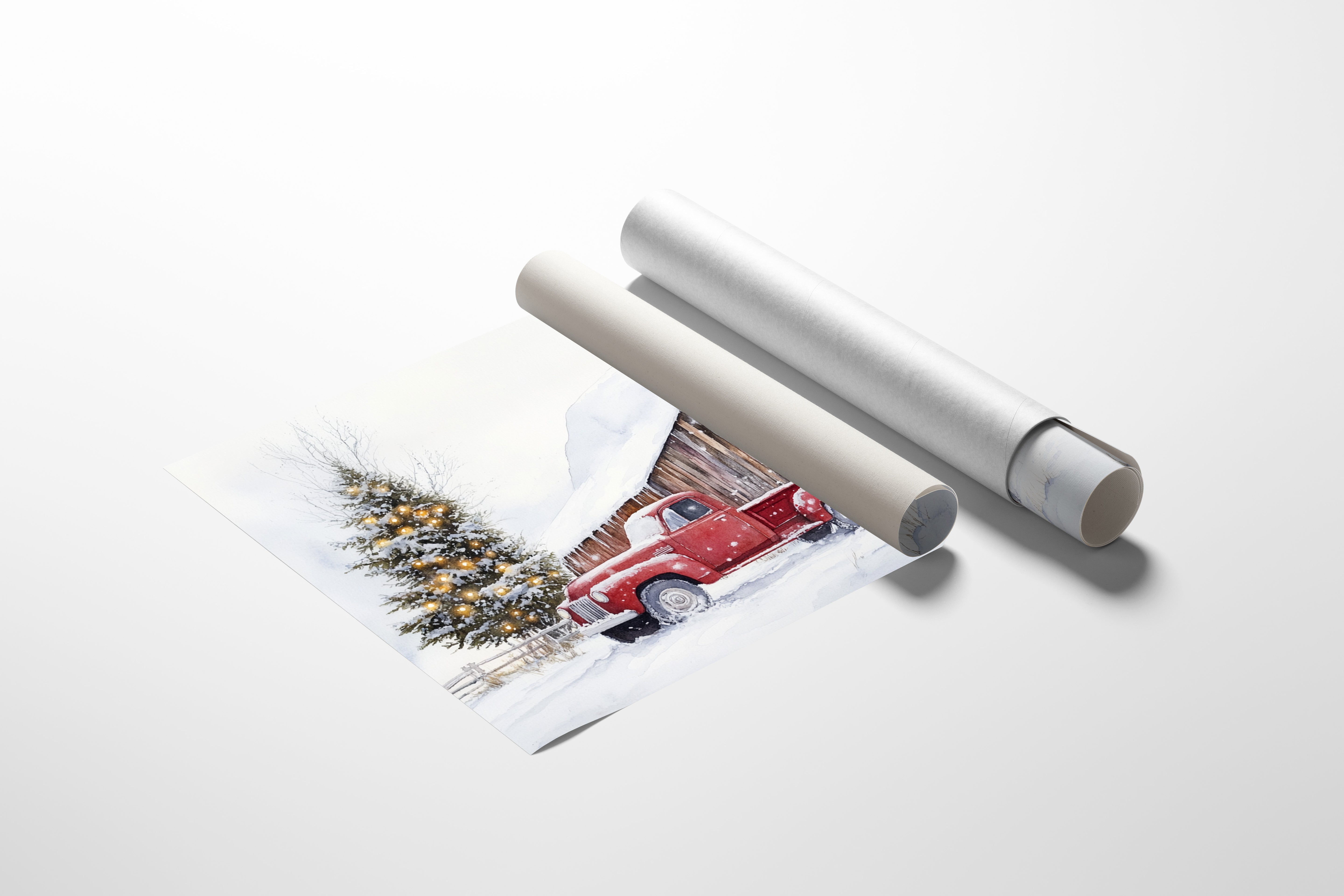 Red Pickup Brings Christmas Home
