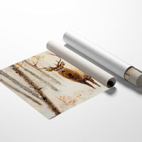 Noble Stag Among Winter Birches