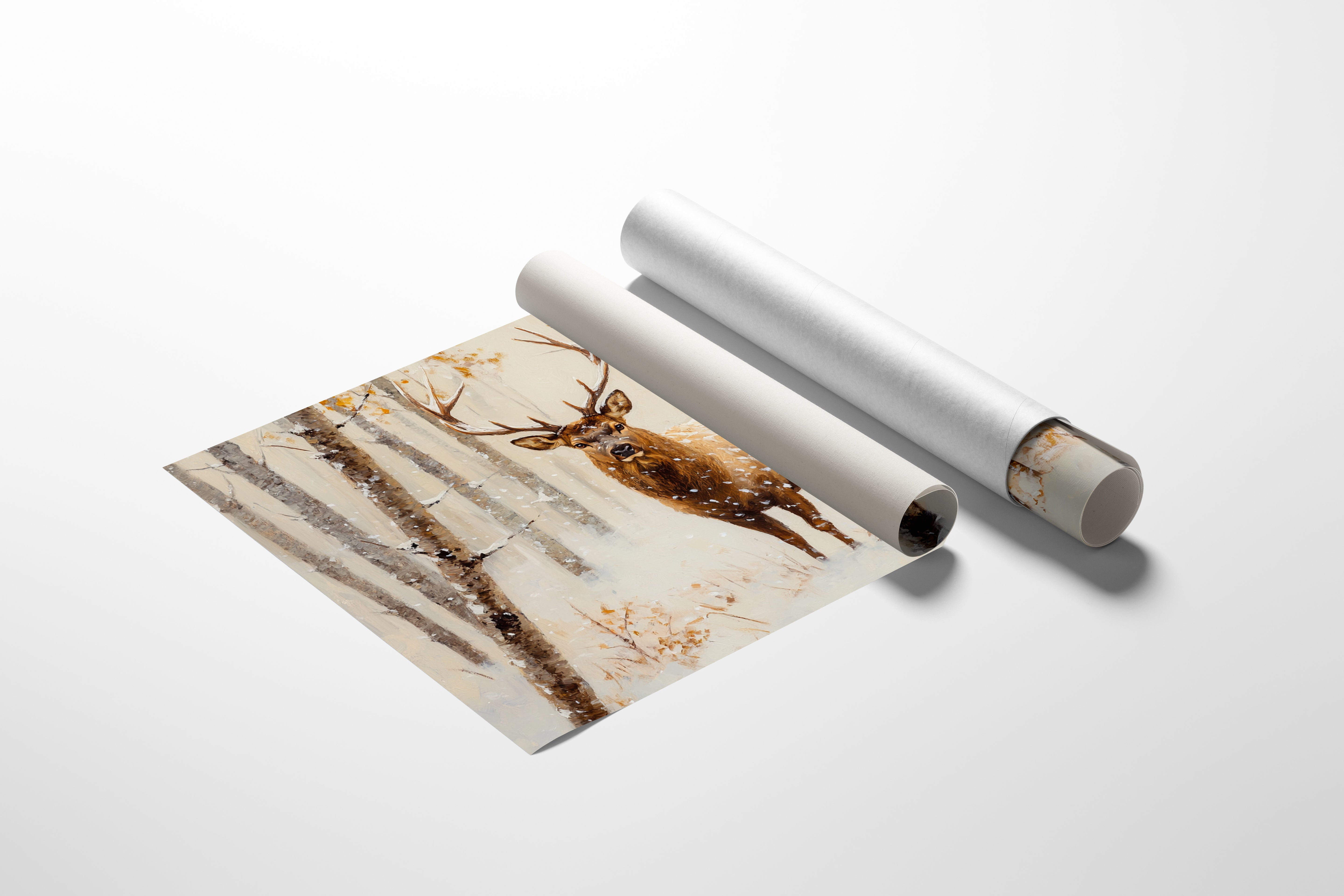 Noble Stag Among Winter Birches