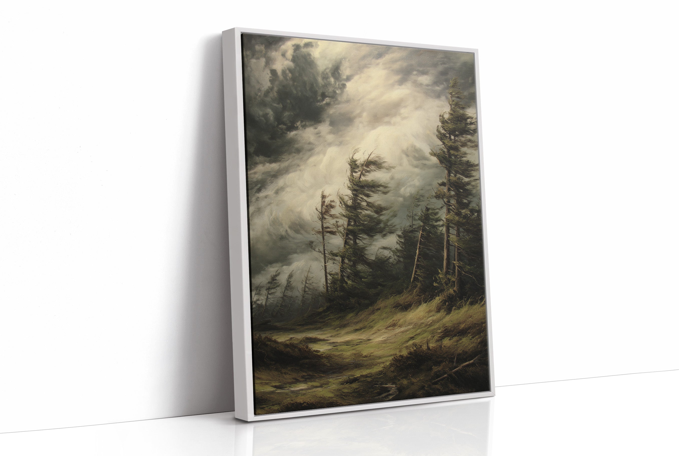 Storm Bends Pines Against Sky