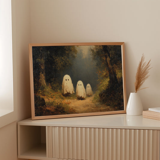 Whimsical Spirits in a Misty Forest