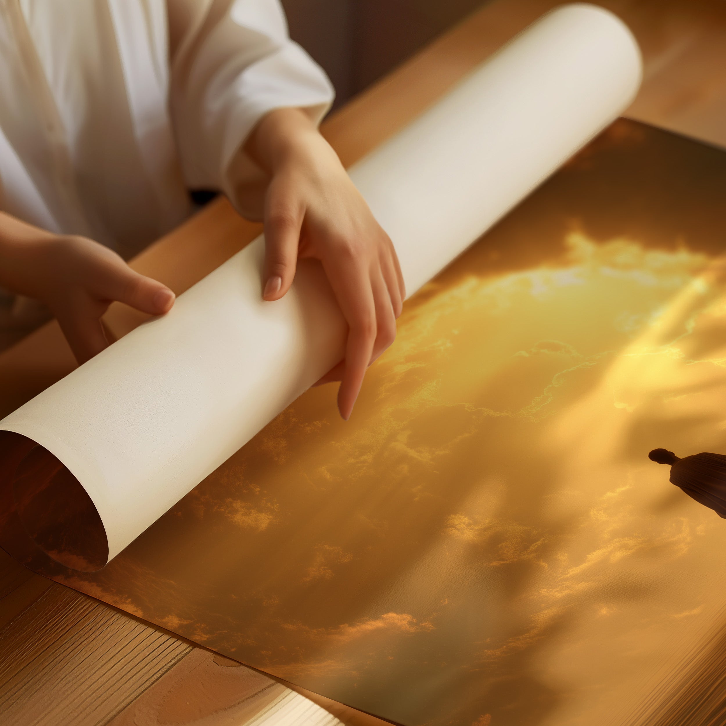 Pilgrim Walks Toward Golden Horizon