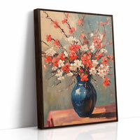 Cherry Blossom Oil Painting – Impressionist Floral Vase Wall Art
