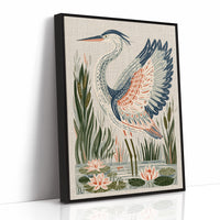 Heron Stretching Toward The Lilies
