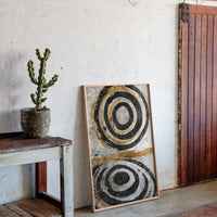 Golden Circles on Weathered Canvas